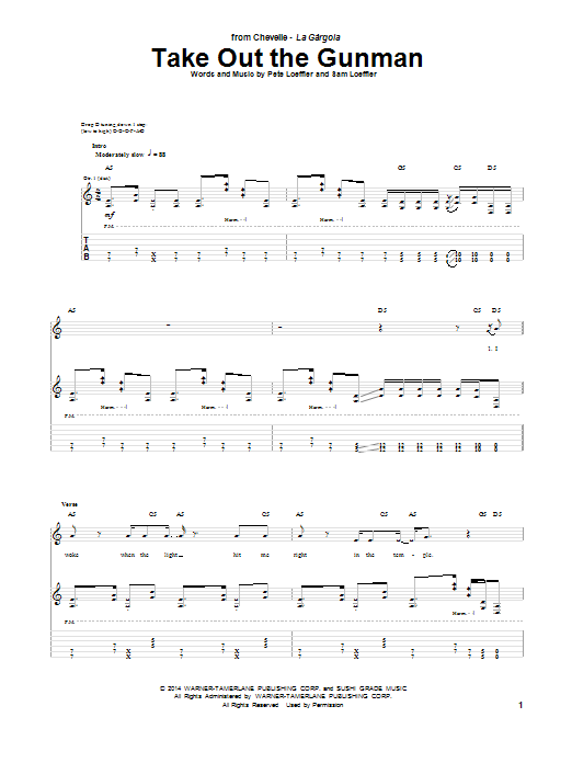 Chevelle Take Out The Gunman sheet music notes and chords arranged for Guitar Tab