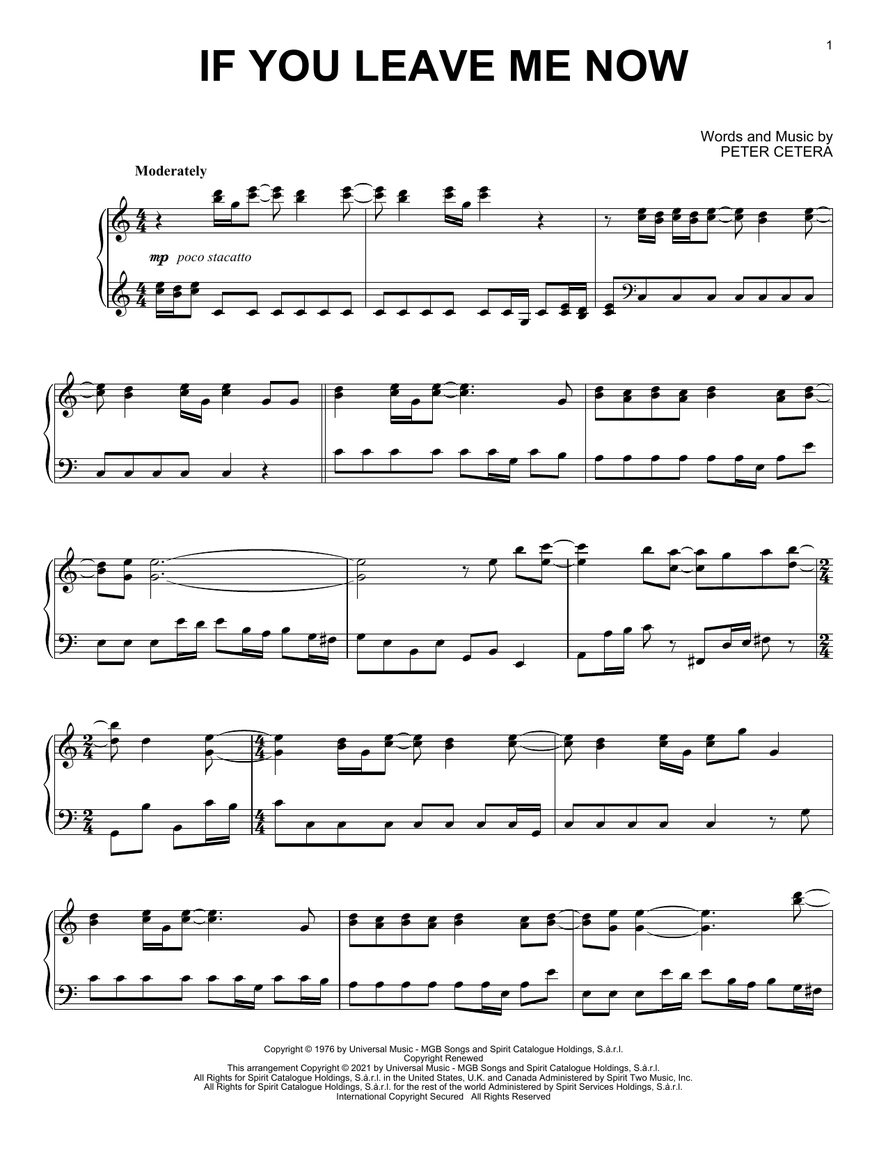 Chicago If You Leave Me Now [Classical version] (arr. David Pearl) sheet music notes and chords arranged for Piano Solo