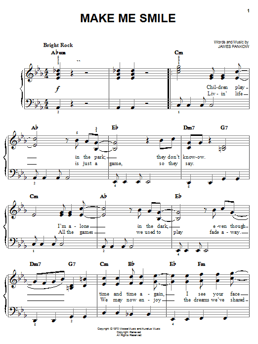 Chicago Make Me Smile sheet music notes and chords arranged for Easy Piano