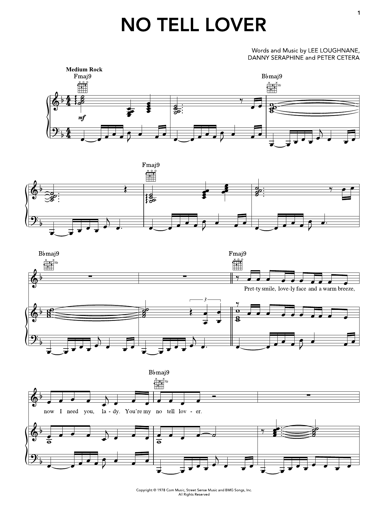 Chicago No Tell Lover sheet music notes and chords arranged for Transcribed Score