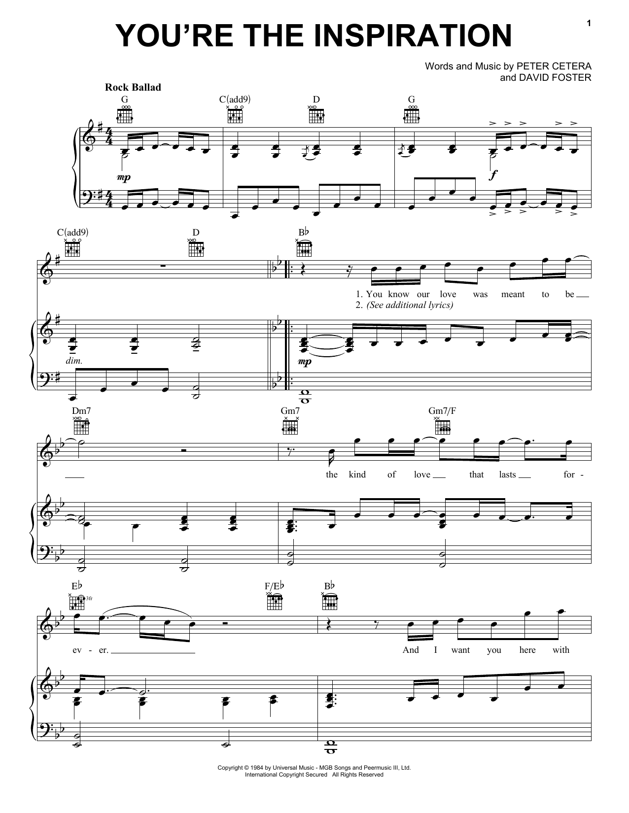 Chicago You're The Inspiration sheet music notes and chords arranged for Solo Guitar