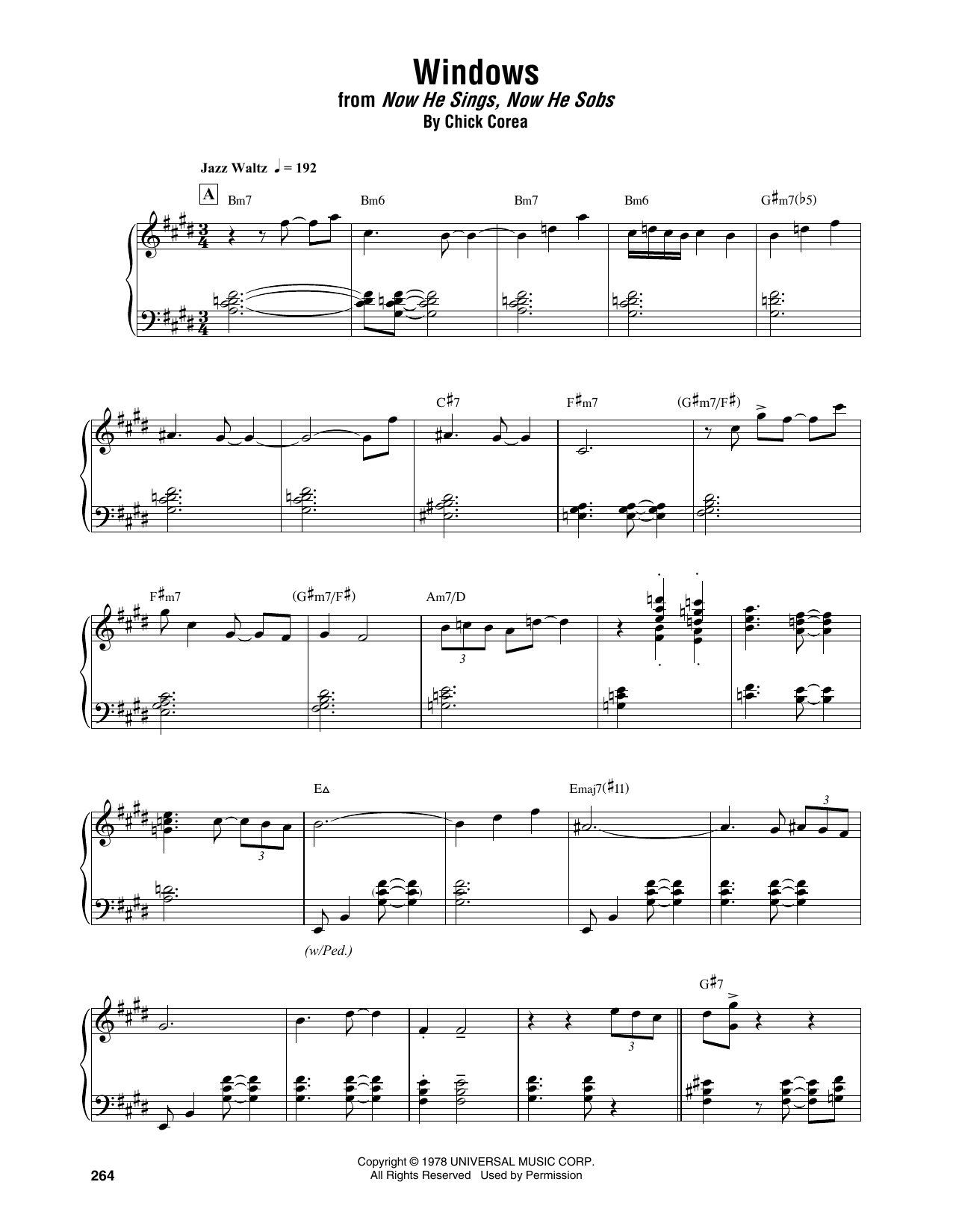 Chick Corea Elektric Band Windows sheet music notes and chords arranged for Piano Transcription