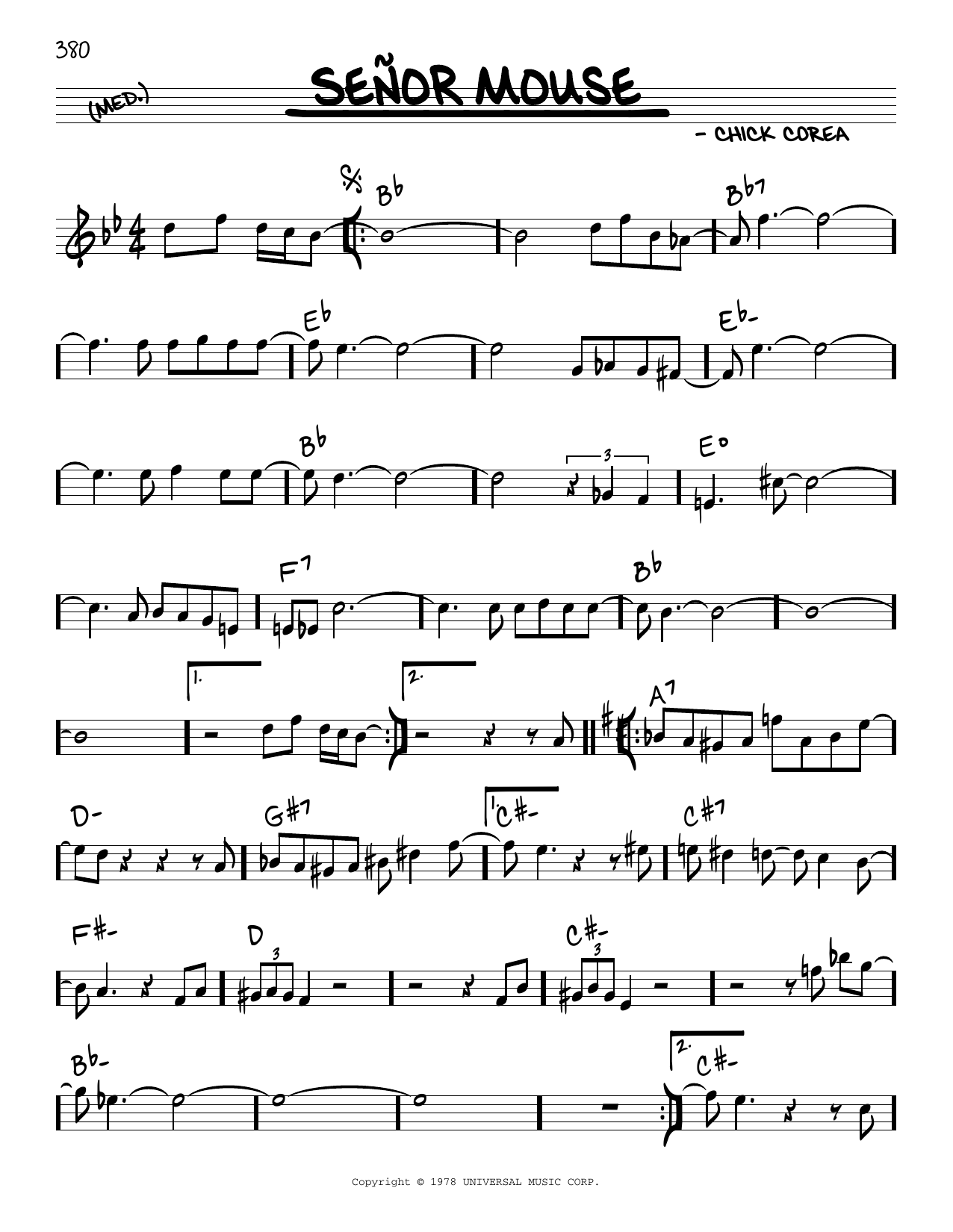 Chick Corea Señor Mouse sheet music notes and chords arranged for Real Book – Melody & Chords