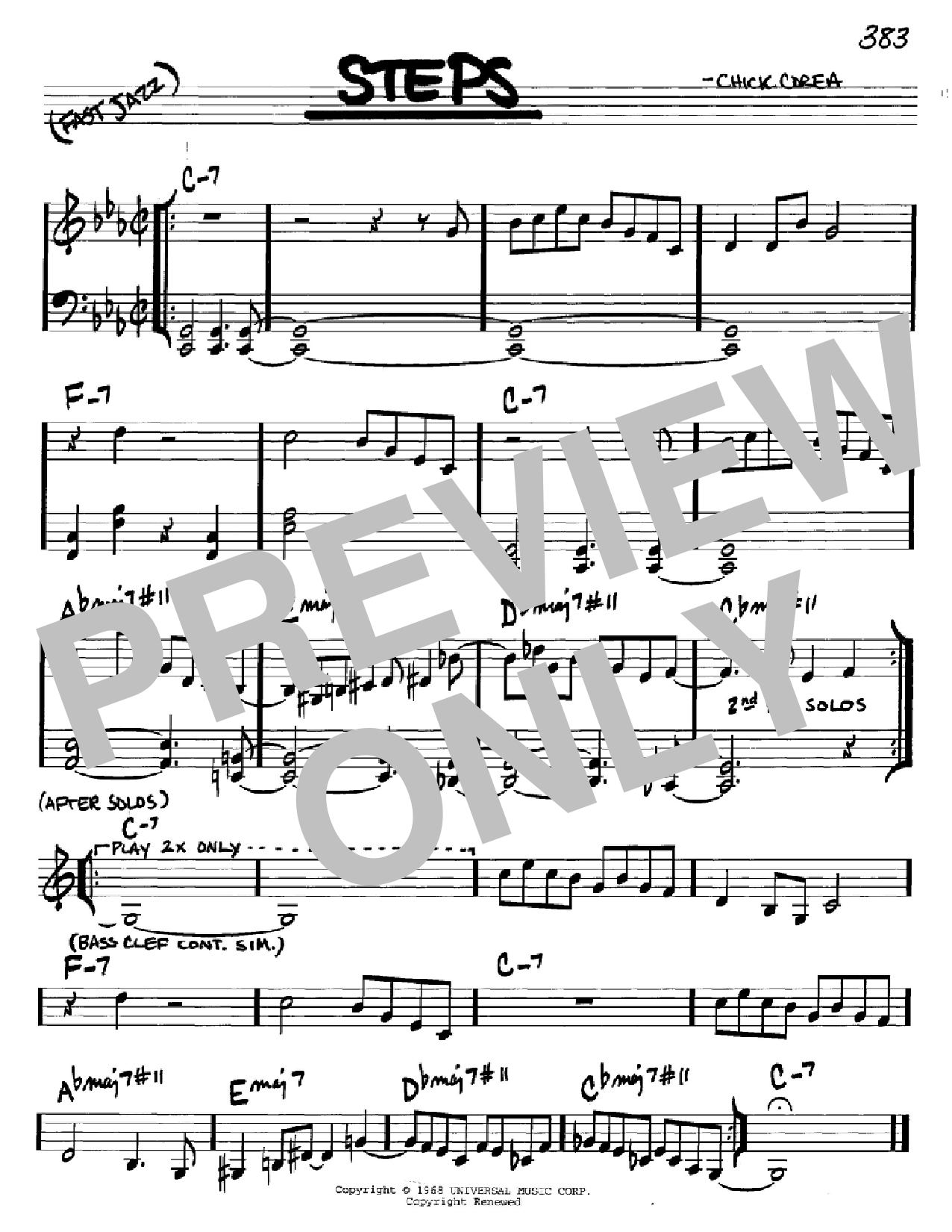 Chick Corea Steps sheet music notes and chords arranged for Real Book – Melody & Chords – C Instruments