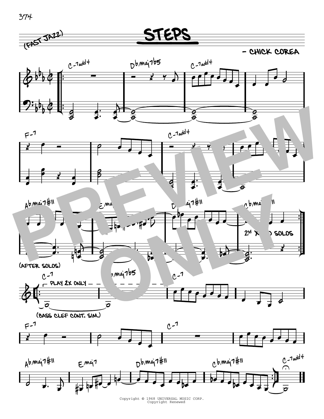Chick Corea Steps [Reharmonized version] (arr. Jack Grassel) sheet music notes and chords arranged for Real Book – Melody & Chords