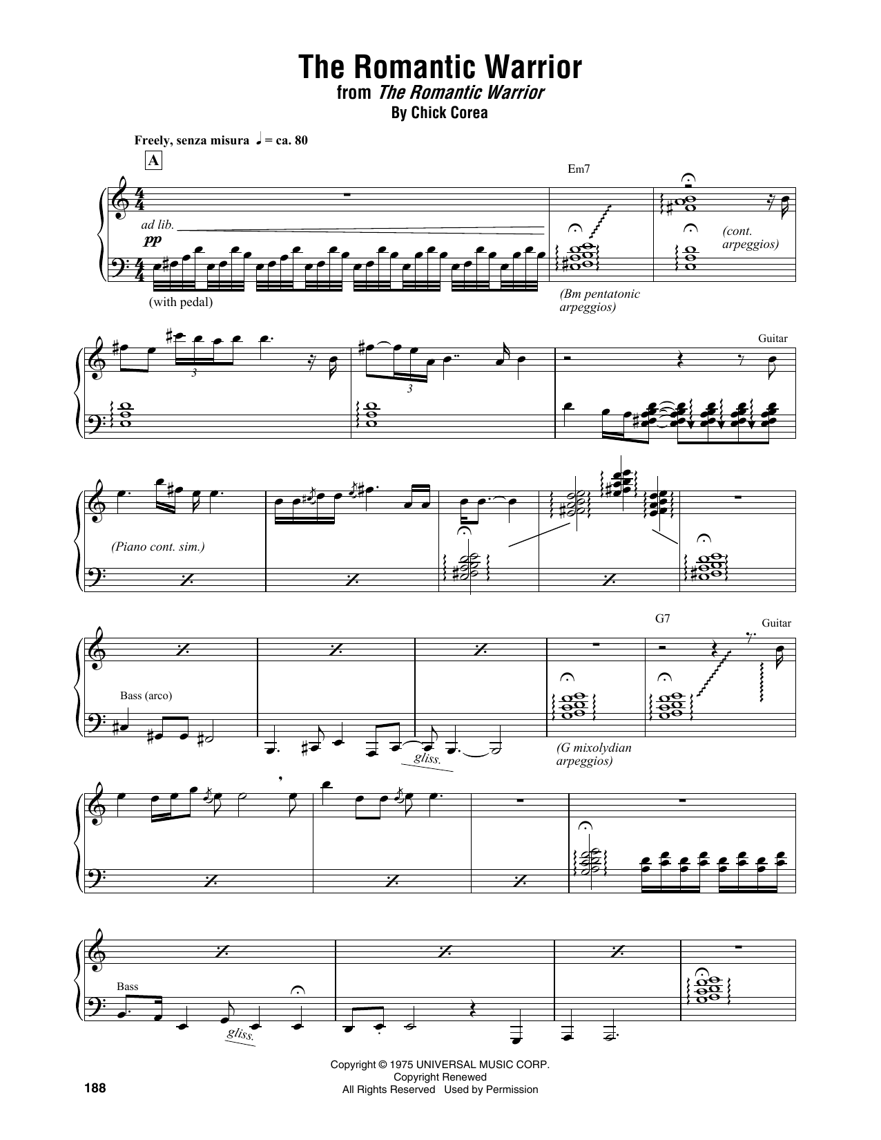 Chick Corea The Romantic Warrior sheet music notes and chords arranged for Piano Transcription