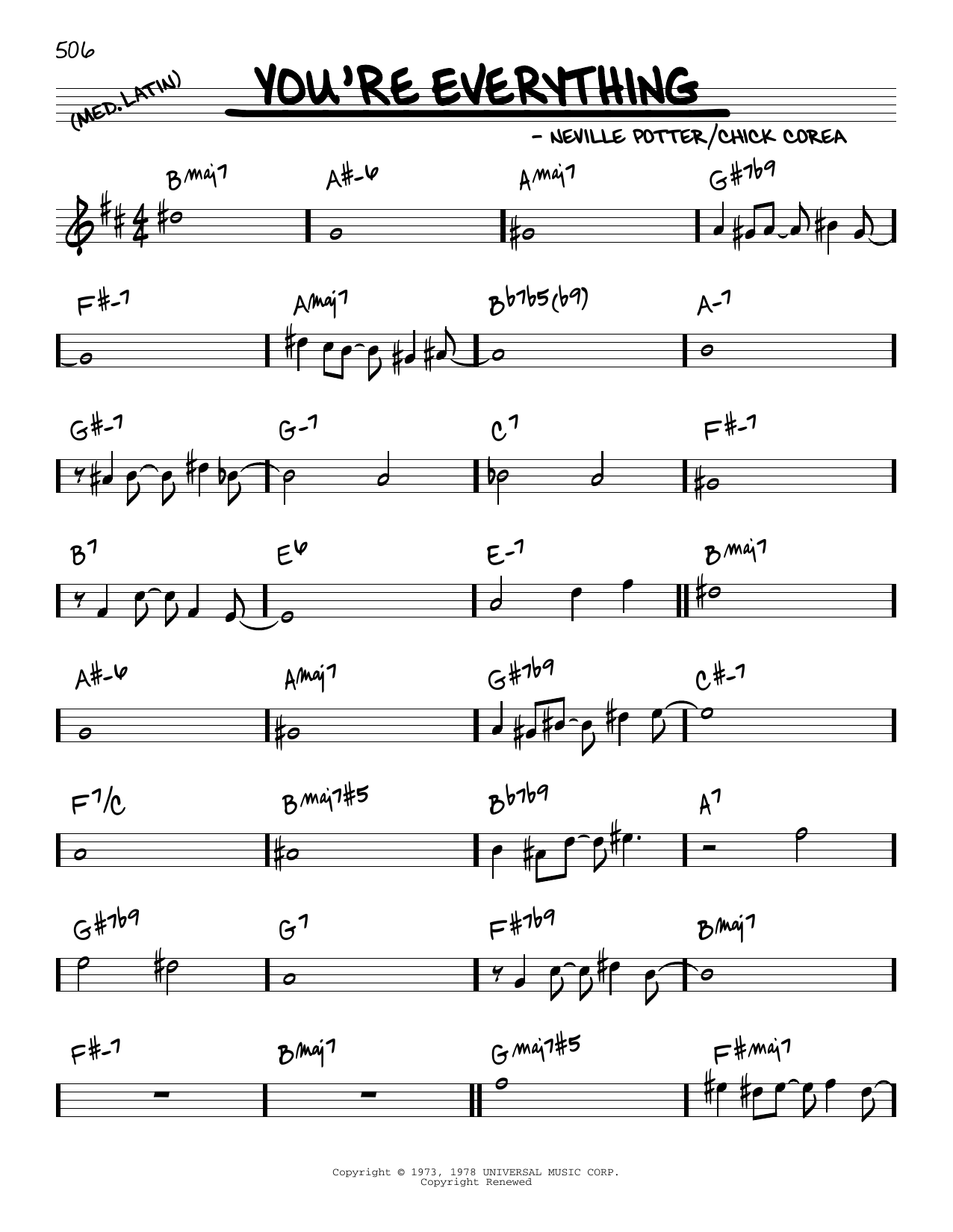 Chick Corea You're Everything sheet music notes and chords arranged for Real Book – Melody & Chords