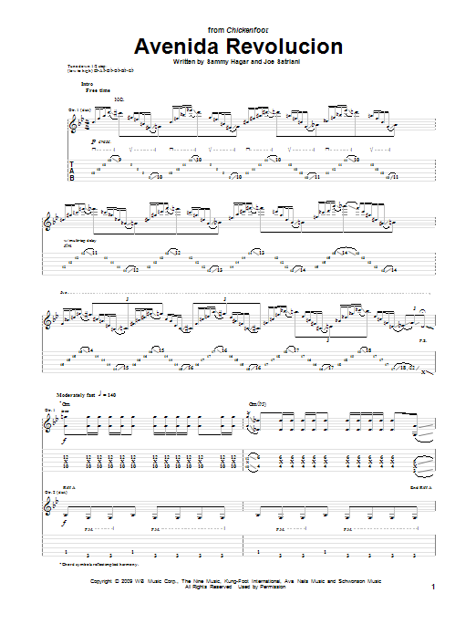 Chickenfoot Avenida Revolucion sheet music notes and chords arranged for Guitar Tab
