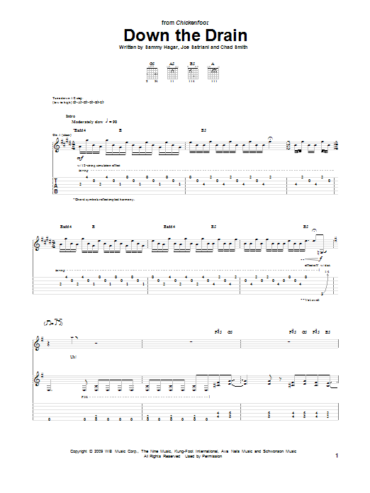 Chickenfoot Down The Drain sheet music notes and chords arranged for Guitar Tab