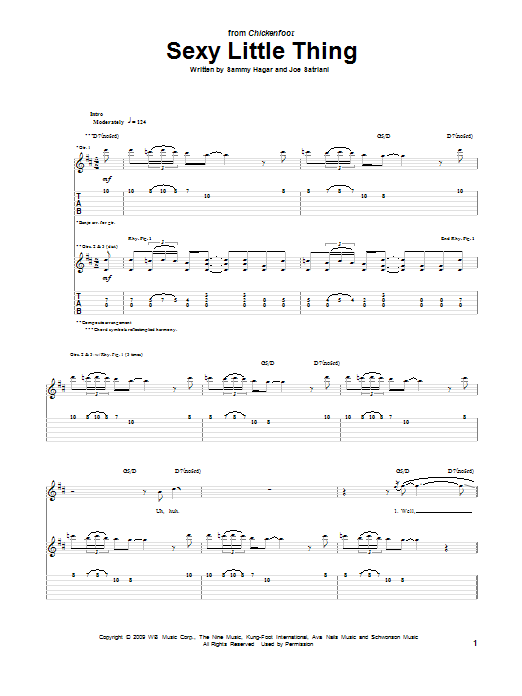 Chickenfoot Sexy Little Thing sheet music notes and chords arranged for Guitar Tab