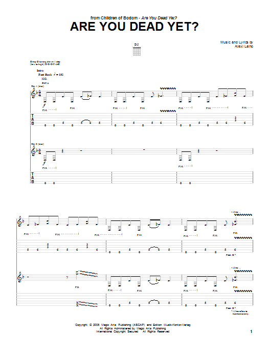 Children Of Bodom Are You Dead Yet? sheet music notes and chords arranged for Guitar Tab