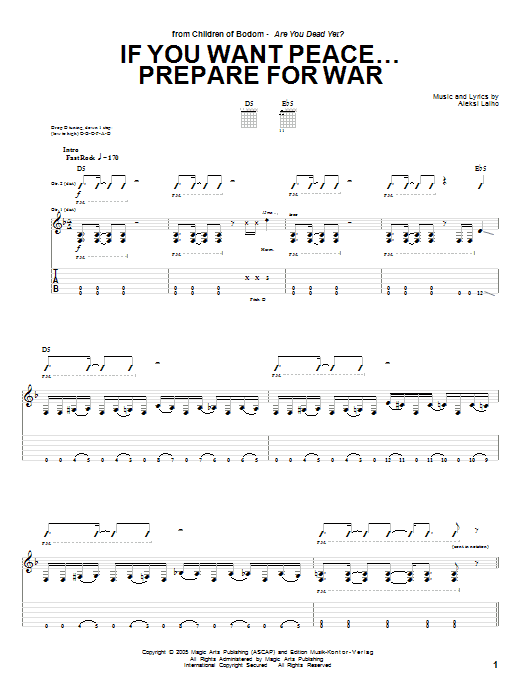 Children Of Bodom If You Want Peace... Prepare For War sheet music notes and chords arranged for Guitar Tab