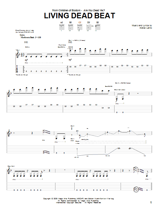 Children Of Bodom Living Dead Beat sheet music notes and chords arranged for Guitar Tab
