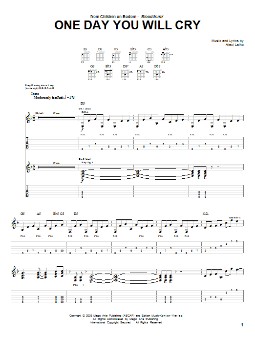 Children Of Bodom One Day You Will Cry sheet music notes and chords arranged for Guitar Tab