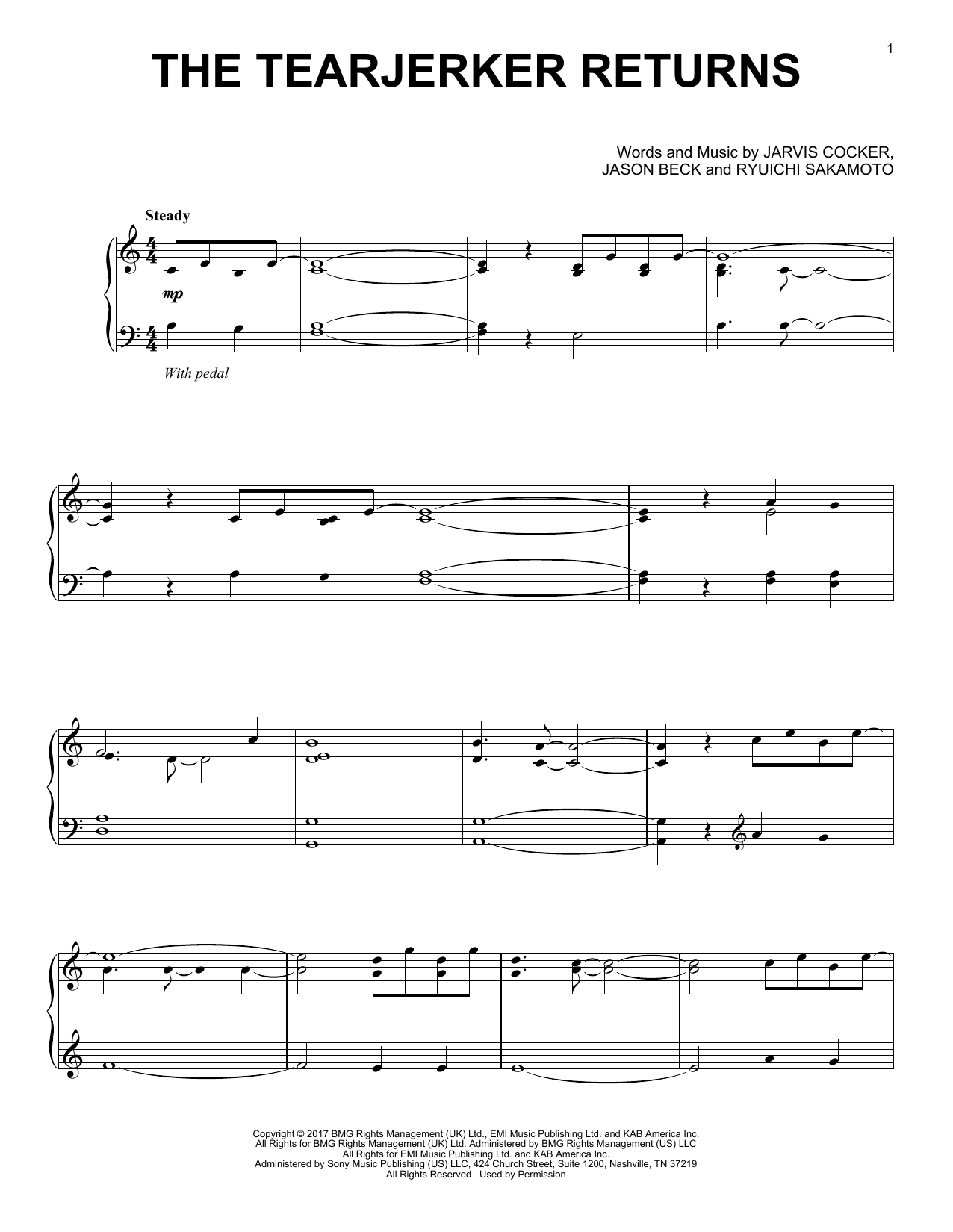 Chilly Gonzales & Jarvis Cocker The Tearjerker Returns sheet music notes and chords arranged for Easy Piano