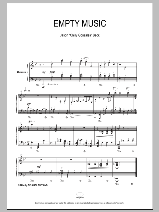 Chilly Gonzales Empty Music sheet music notes and chords arranged for Piano Solo