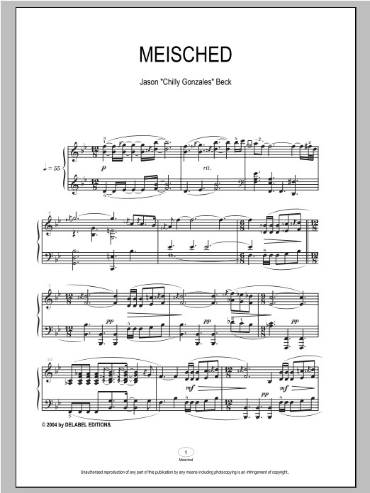 Chilly Gonzales Meisched sheet music notes and chords arranged for Piano Solo