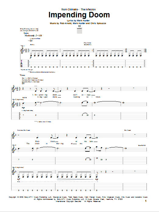 Chimaira Impending Doom sheet music notes and chords arranged for Guitar Tab