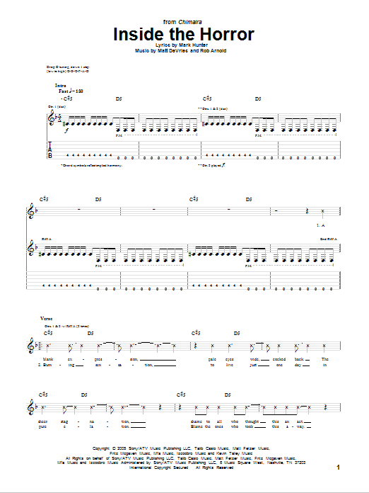 Chimaira Inside The Horror sheet music notes and chords arranged for Guitar Tab