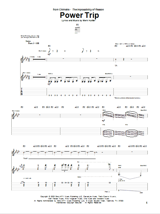Chimaira Power Trip sheet music notes and chords arranged for Guitar Tab