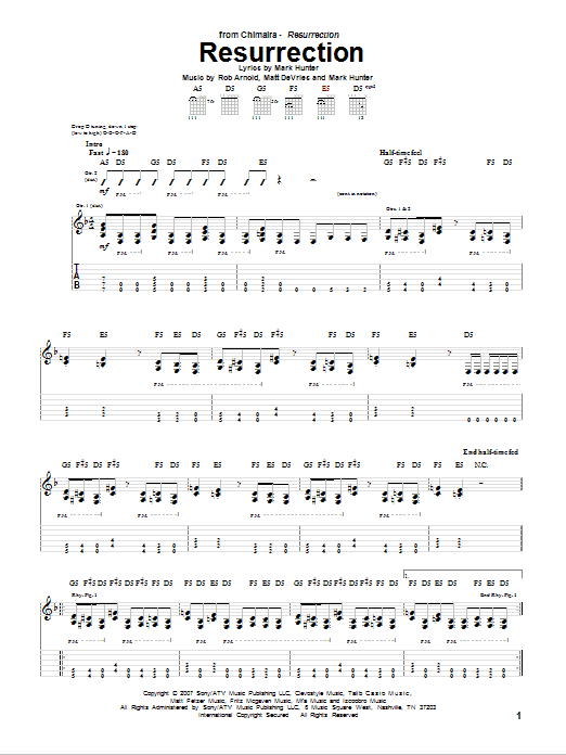 Chimaira Resurrection sheet music notes and chords arranged for Guitar Tab