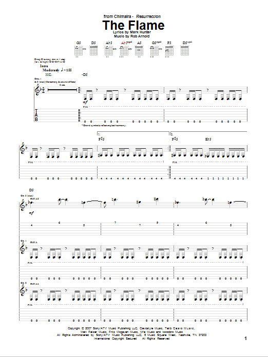 Chimaira The Flame sheet music notes and chords arranged for Guitar Tab