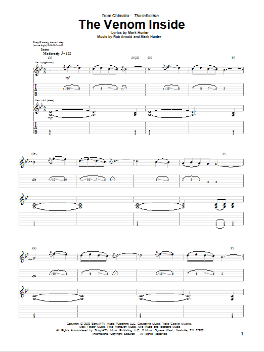 Chimaira The Venom Inside sheet music notes and chords arranged for Guitar Tab