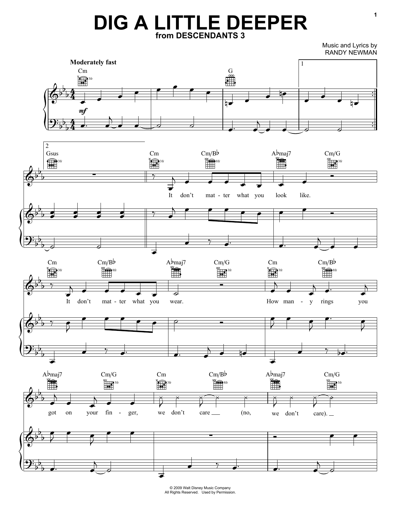 China Anne McClain Dig A Little Deeper (from Disney's Descendants 3) sheet music notes and chords arranged for Piano, Vocal & Guitar Chords (Right-Hand Melody)