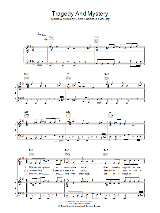 China Crisis Tragedy And Mystery sheet music notes and chords arranged for Piano, Vocal & Guitar Chords