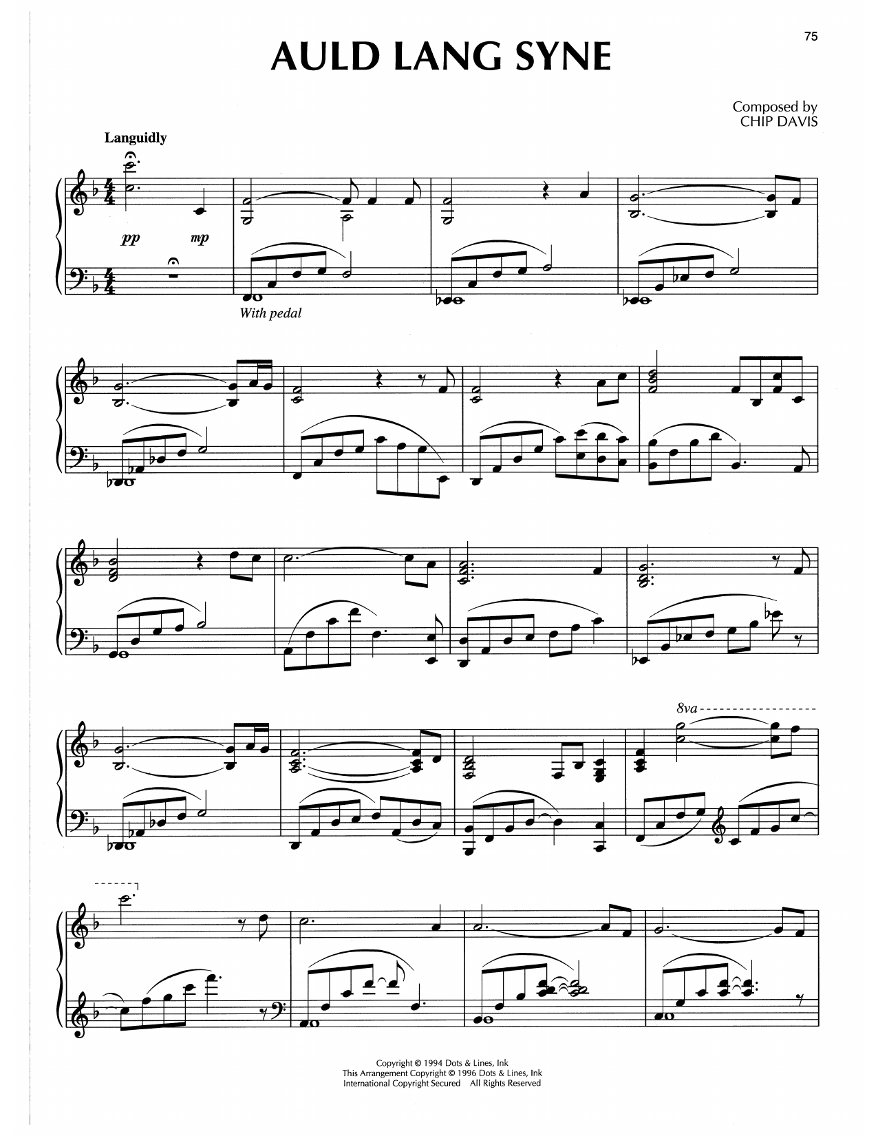 Chip Davis Auld Lang Syne sheet music notes and chords arranged for Piano Solo