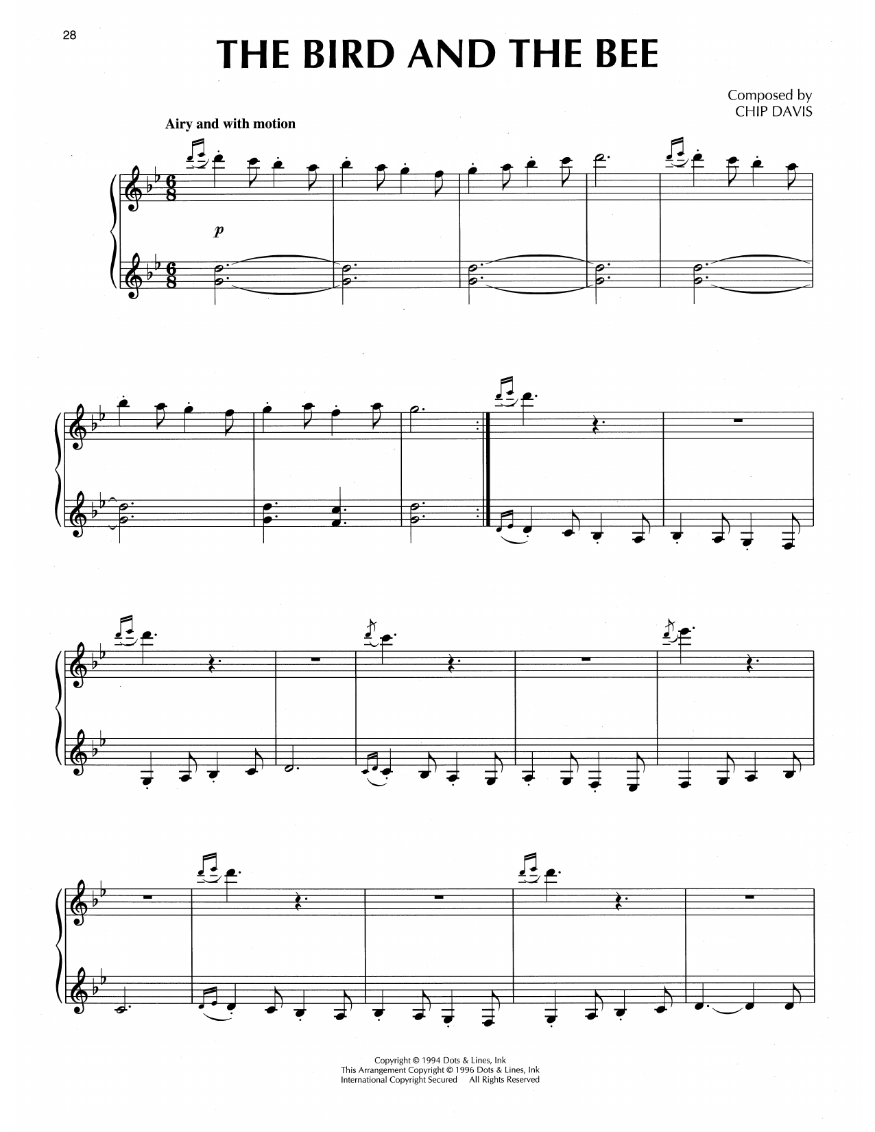 Chip Davis The Bird And The Bee sheet music notes and chords arranged for Piano Solo