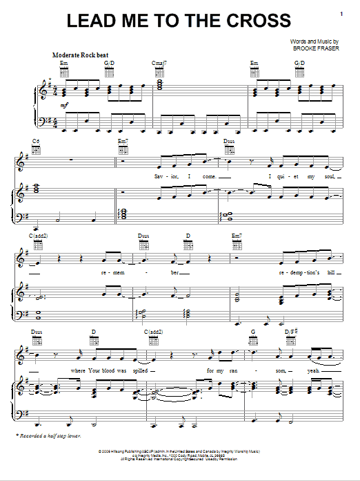 Chris And Conrad Lead Me To The Cross sheet music notes and chords arranged for Piano, Vocal & Guitar Chords (Right-Hand Melody)
