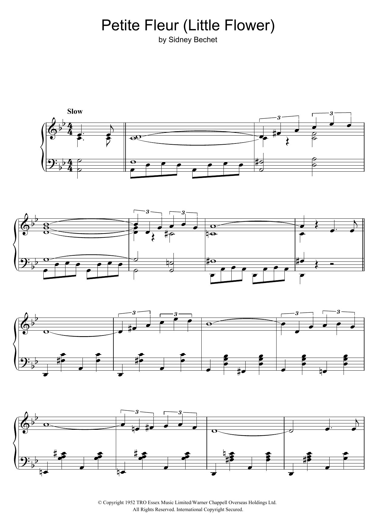 Chris Barber's Jazz Band Petite Fleur (Little Flower) sheet music notes and chords arranged for Piano Solo