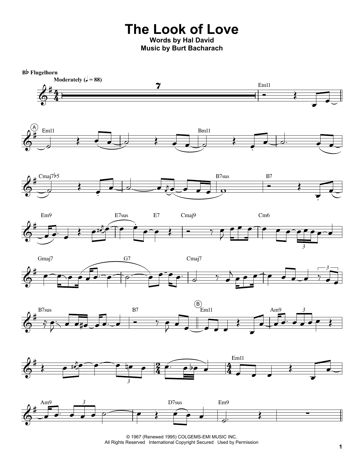 Chris Botti The Look Of Love sheet music notes and chords arranged for Trumpet Transcription
