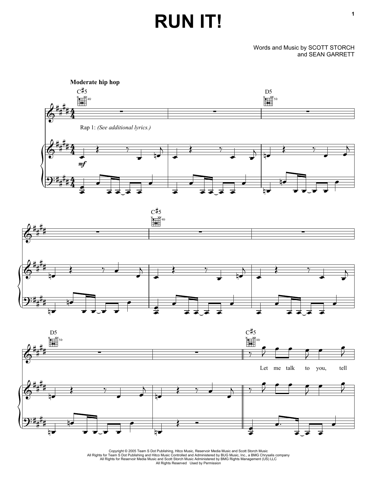 Chris Brown Run It! sheet music notes and chords arranged for Piano, Vocal & Guitar Chords (Right-Hand Melody)