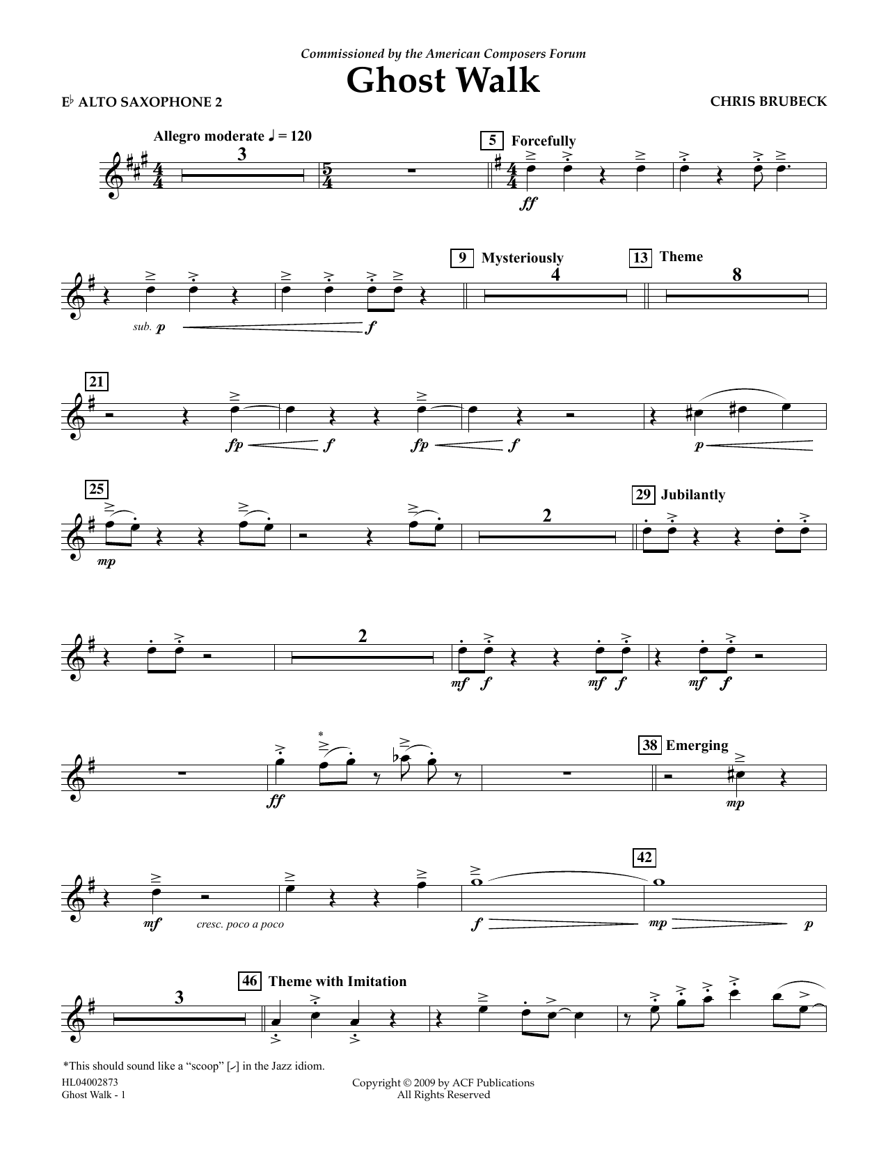 Chris Brubeck Ghost Walk - Eb Alto Saxophone 2 sheet music notes and chords arranged for Concert Band
