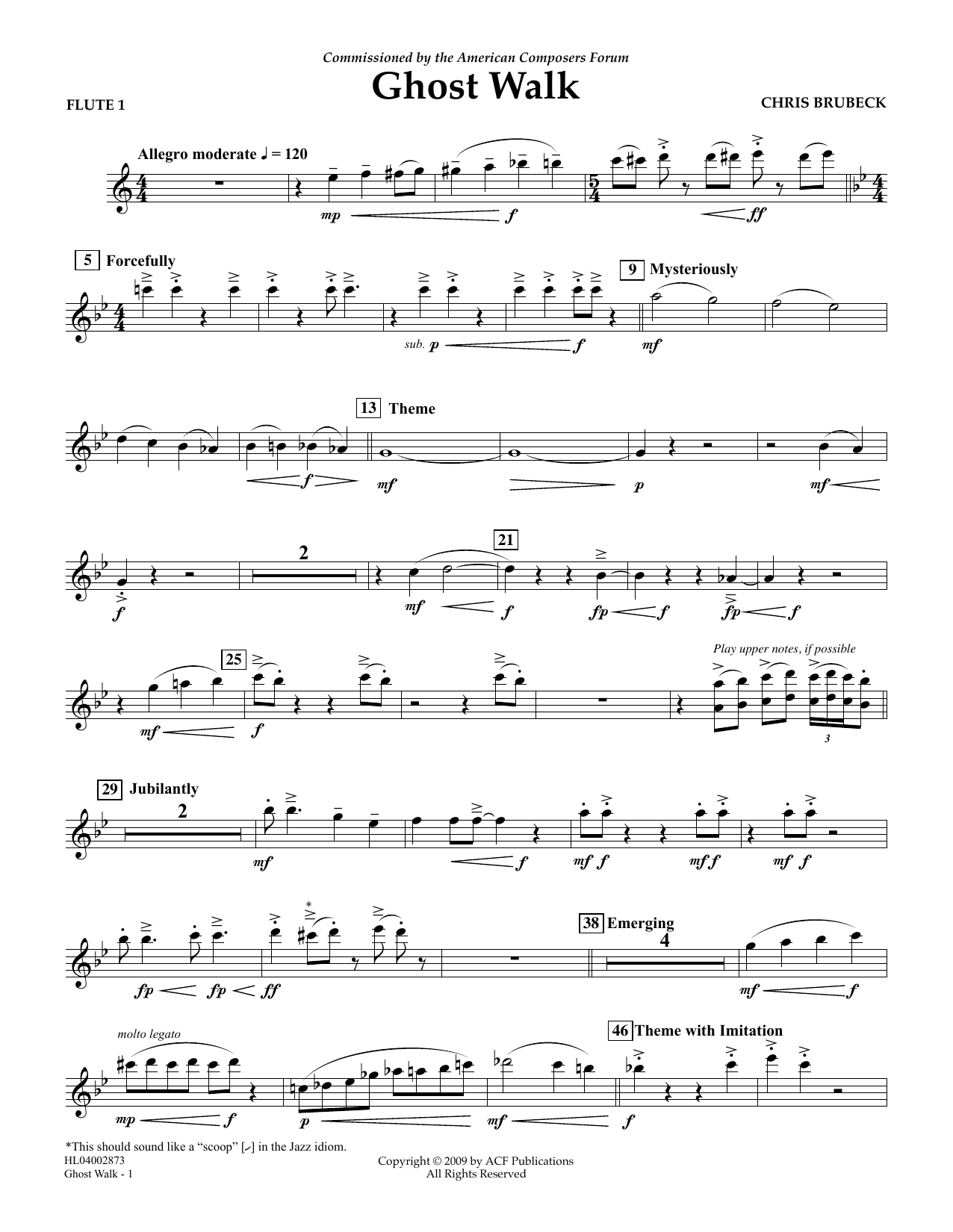 Chris Brubeck Ghost Walk - Flute 1 sheet music notes and chords arranged for Concert Band