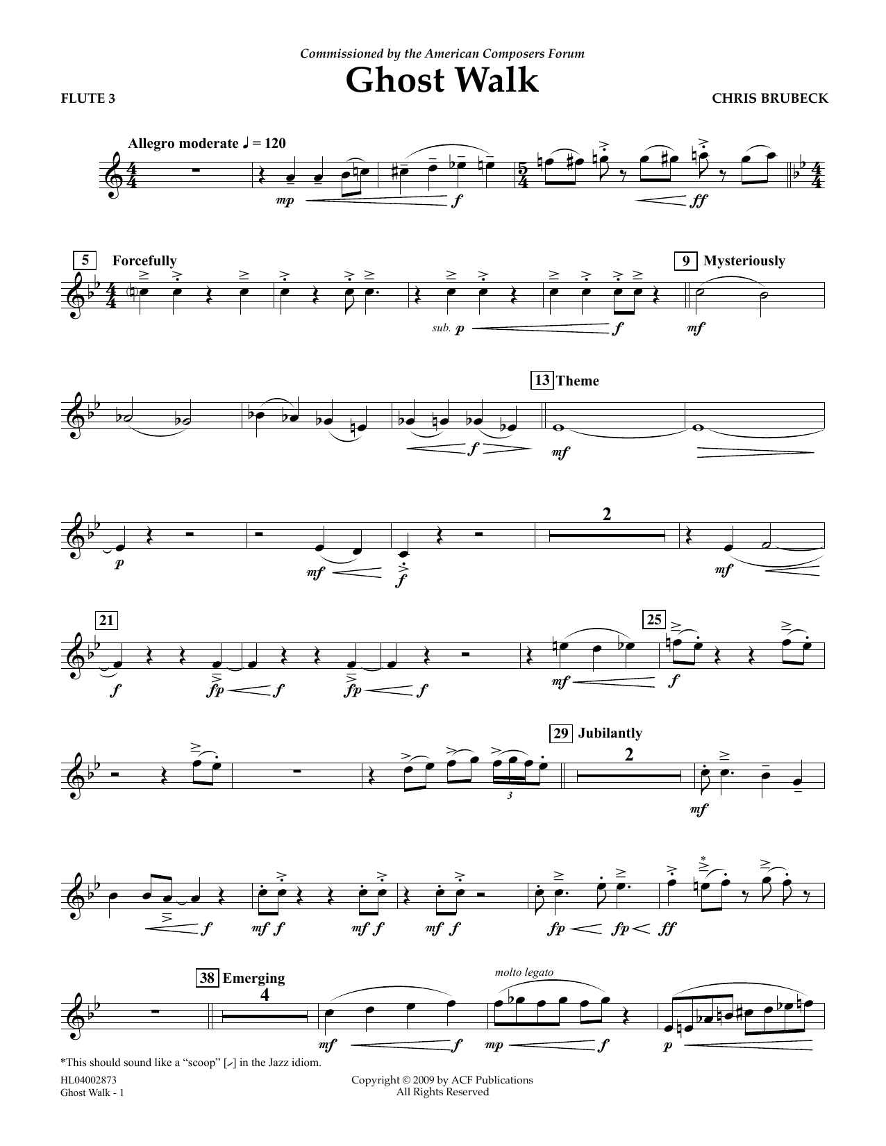 Chris Brubeck Ghost Walk - Flute 3 sheet music notes and chords arranged for Concert Band