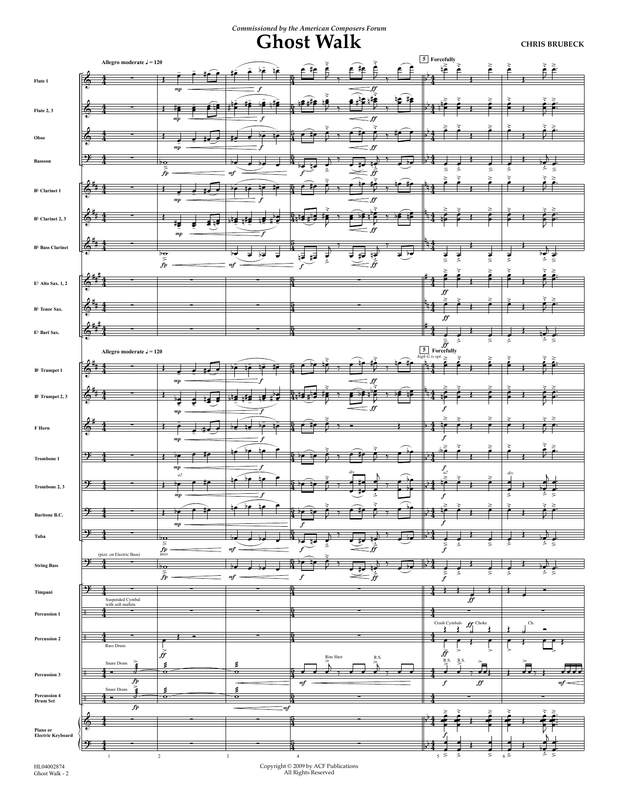 Chris Brubeck Ghost Walk - Full Score sheet music notes and chords arranged for Concert Band