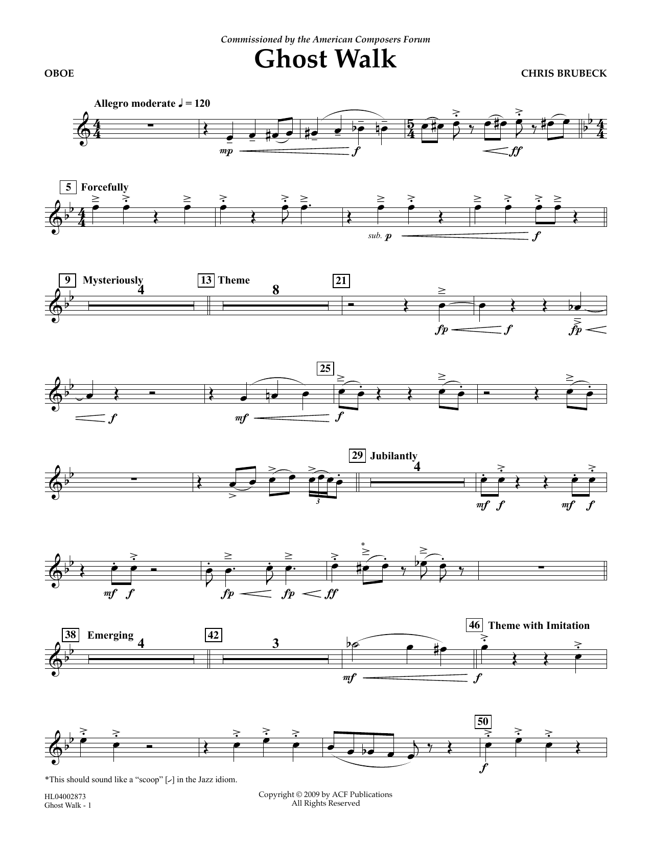 Chris Brubeck Ghost Walk - Oboe sheet music notes and chords arranged for Concert Band