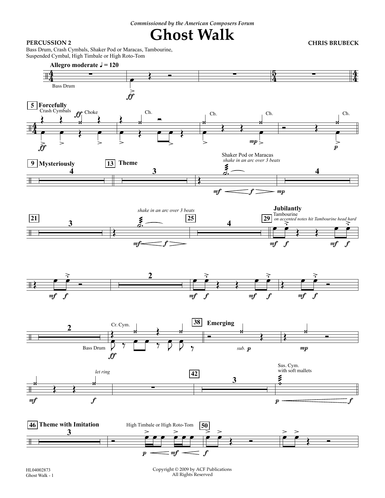 Chris Brubeck Ghost Walk - Percussion 2 sheet music notes and chords arranged for Concert Band