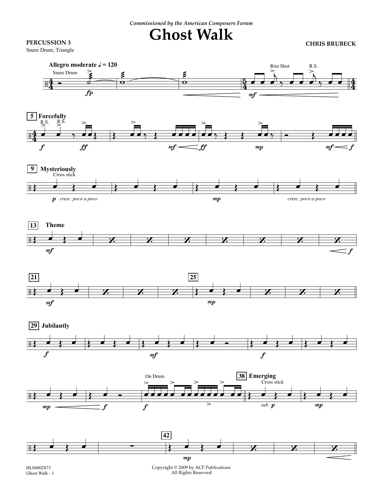 Chris Brubeck Ghost Walk - Percussion 3 sheet music notes and chords arranged for Concert Band