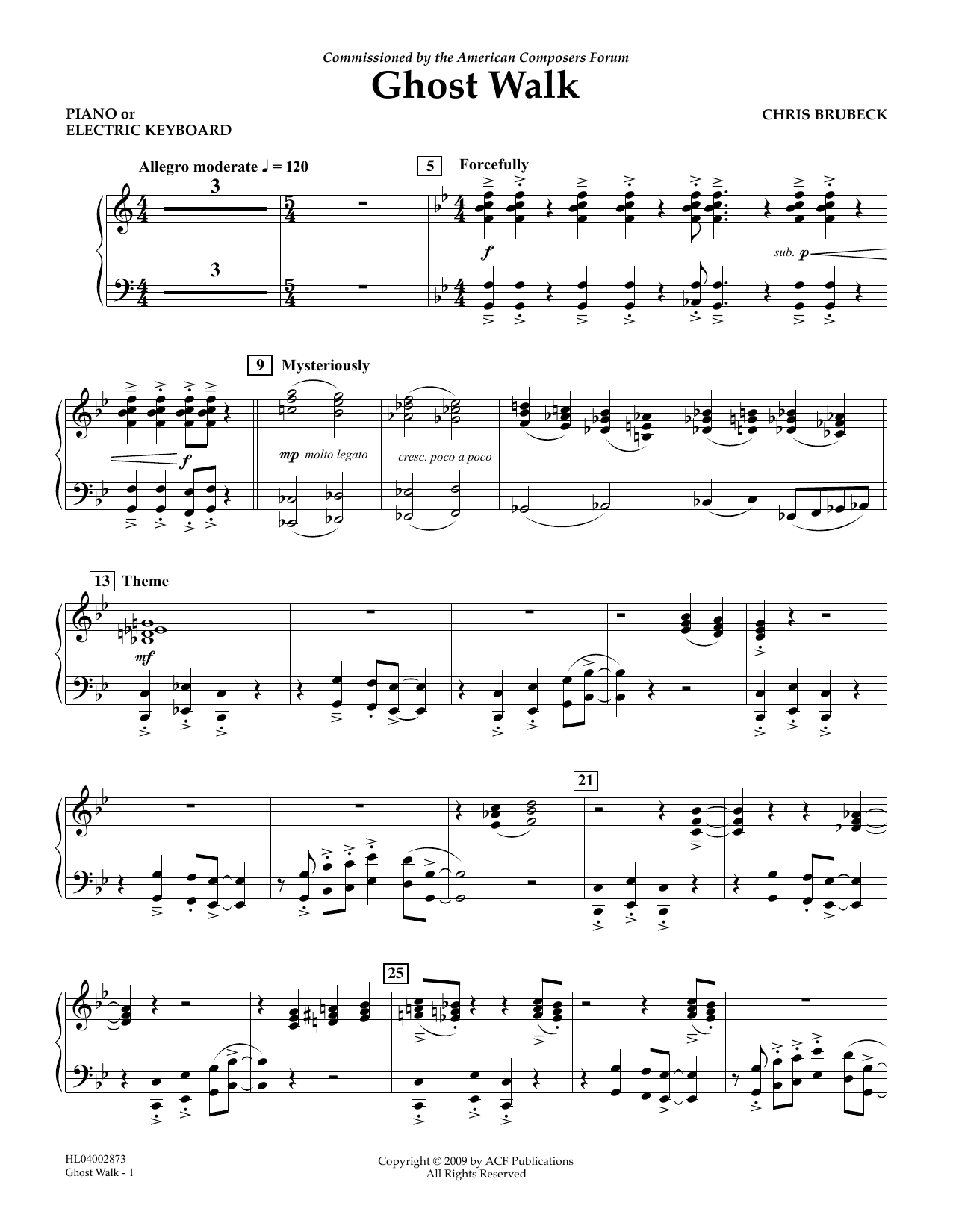 Chris Brubeck Ghost Walk - Piano sheet music notes and chords arranged for Concert Band