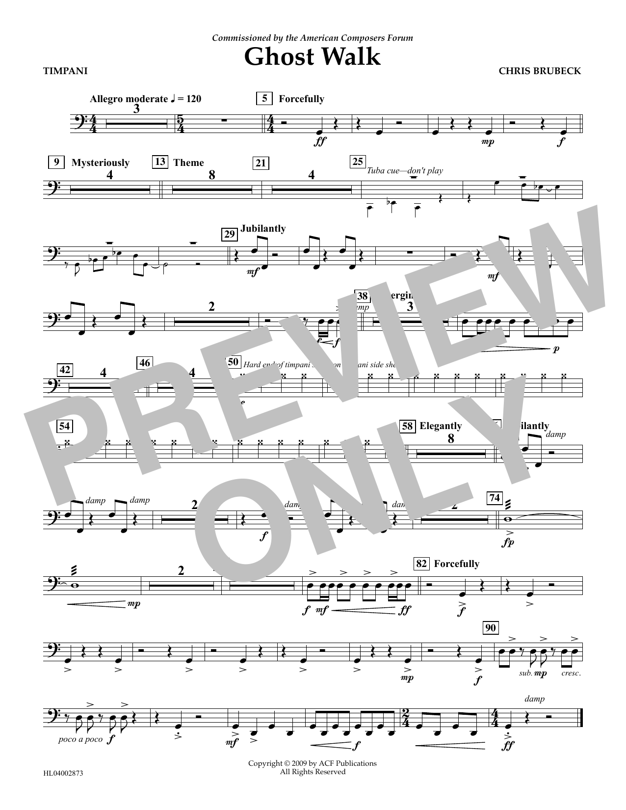 Chris Brubeck Ghost Walk - Timpani sheet music notes and chords arranged for Concert Band