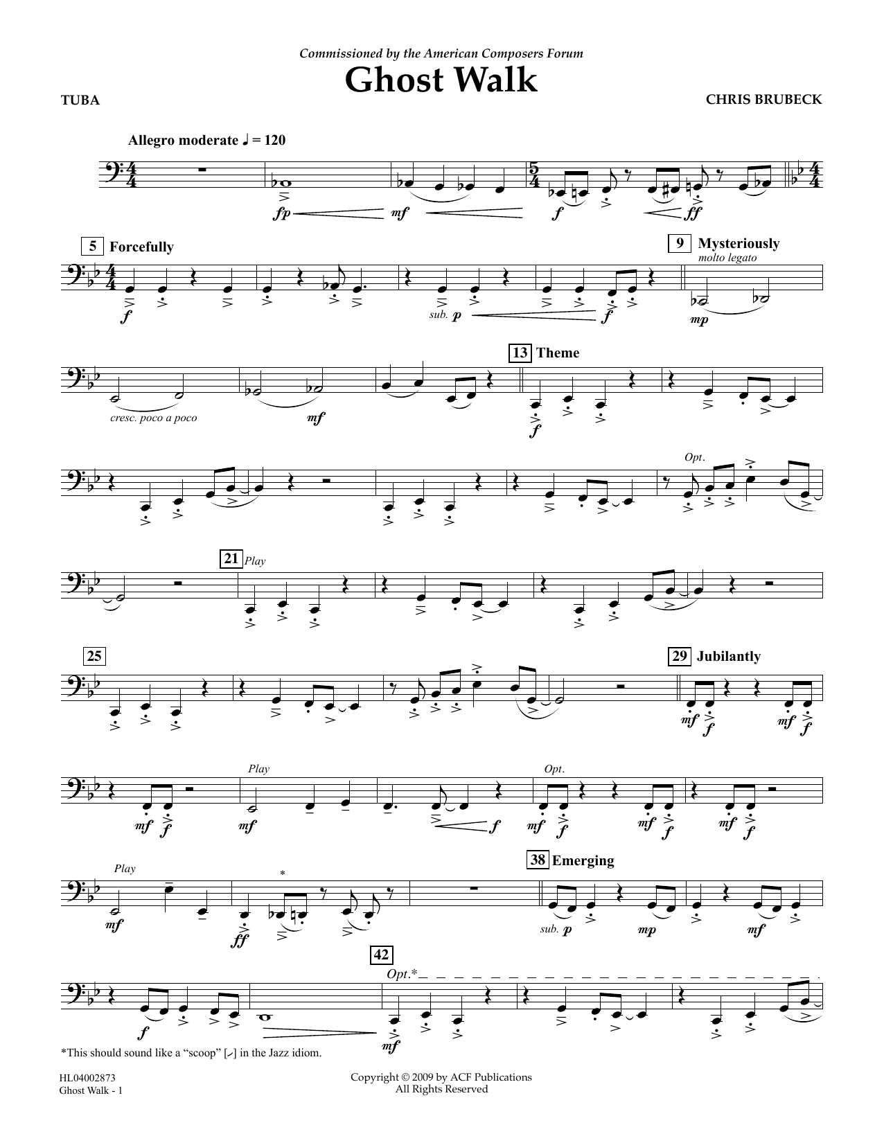 Chris Brubeck Ghost Walk - Tuba sheet music notes and chords arranged for Concert Band