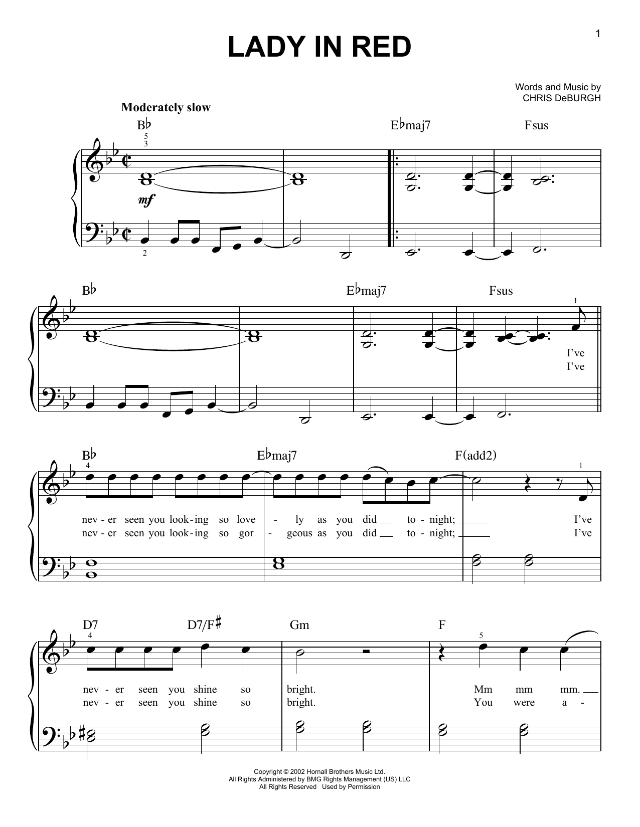 Chris de Burgh The Lady In Red sheet music notes and chords arranged for Clarinet Solo