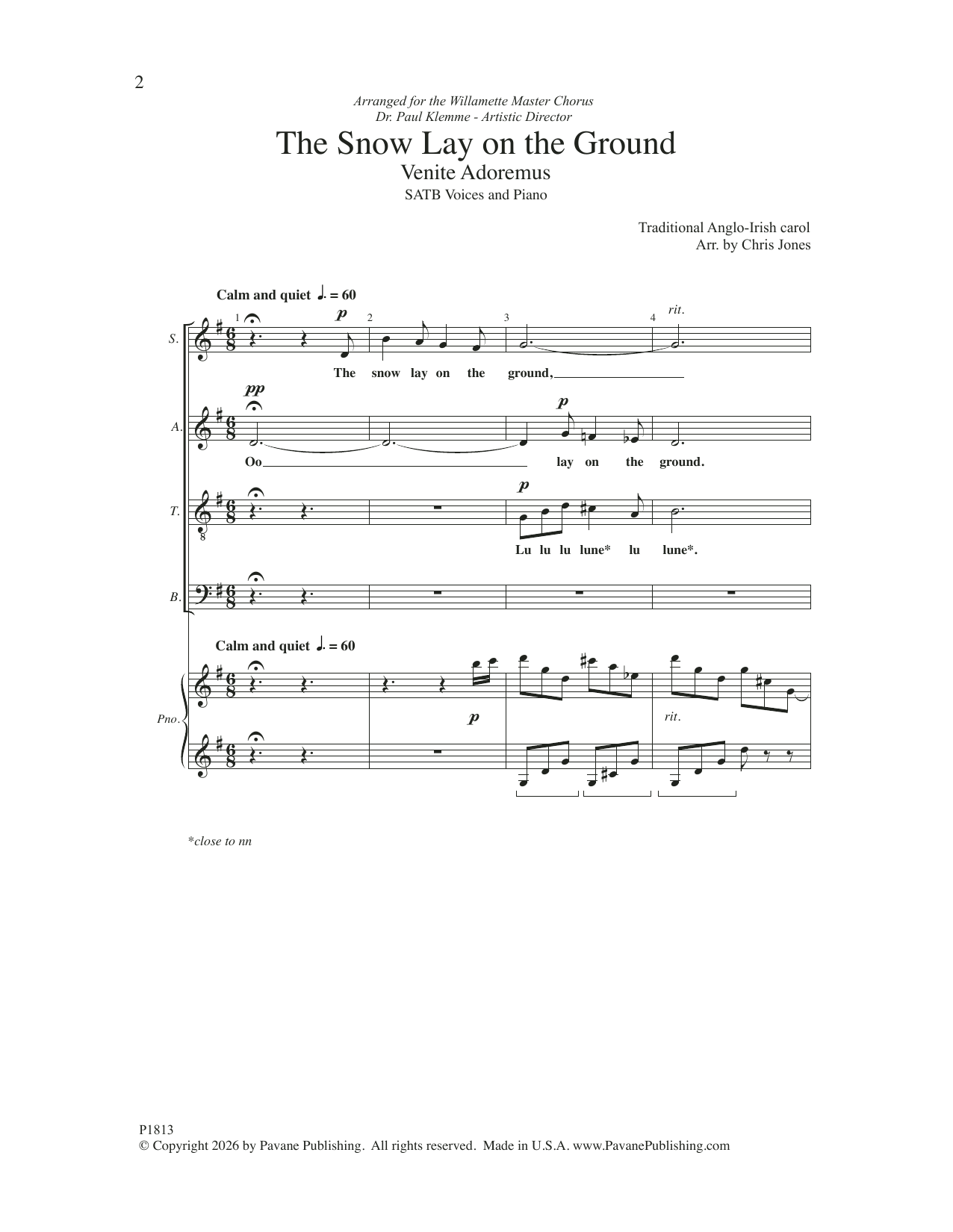 Chris Jones The Snow Lay on the Ground sheet music notes and chords arranged for SATB Choir