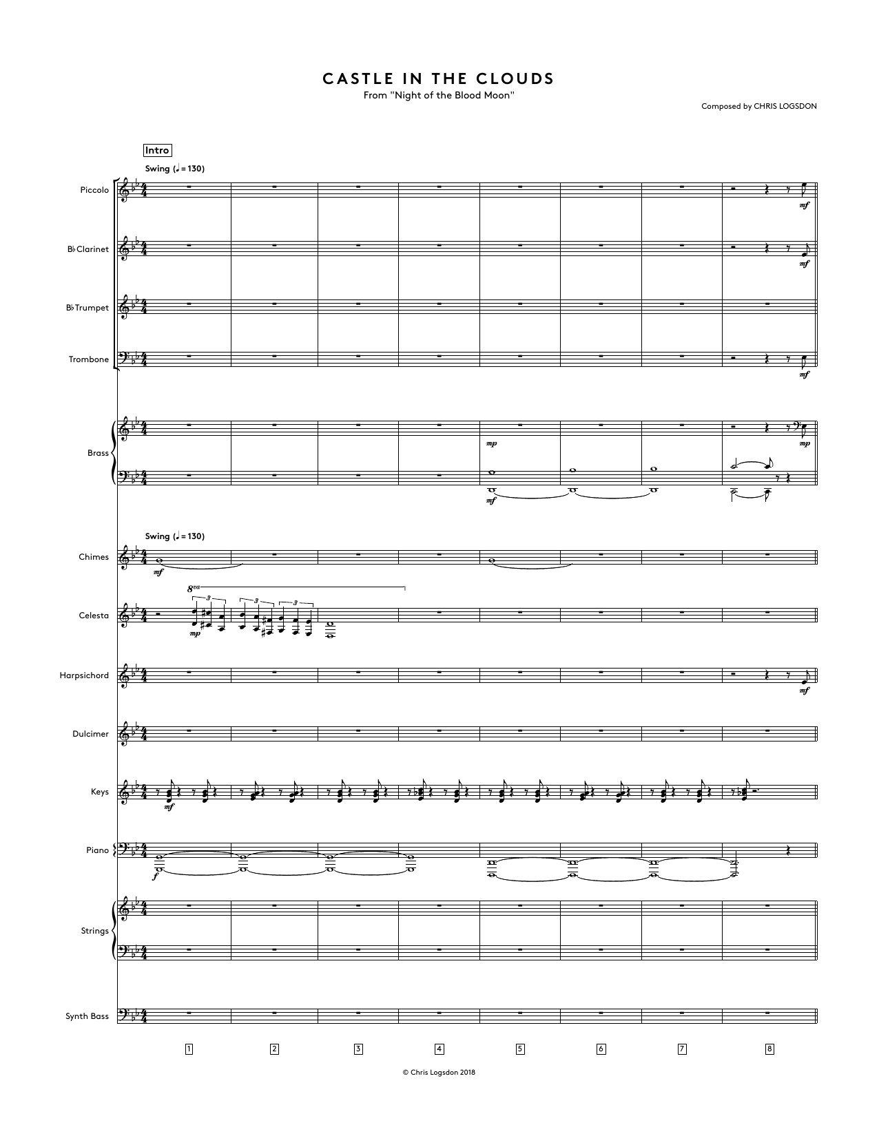 Chris Logsdon Castle In The Clouds (from Night of the Blood Moon) - Full Score sheet music notes and chords arranged for Performance Ensemble