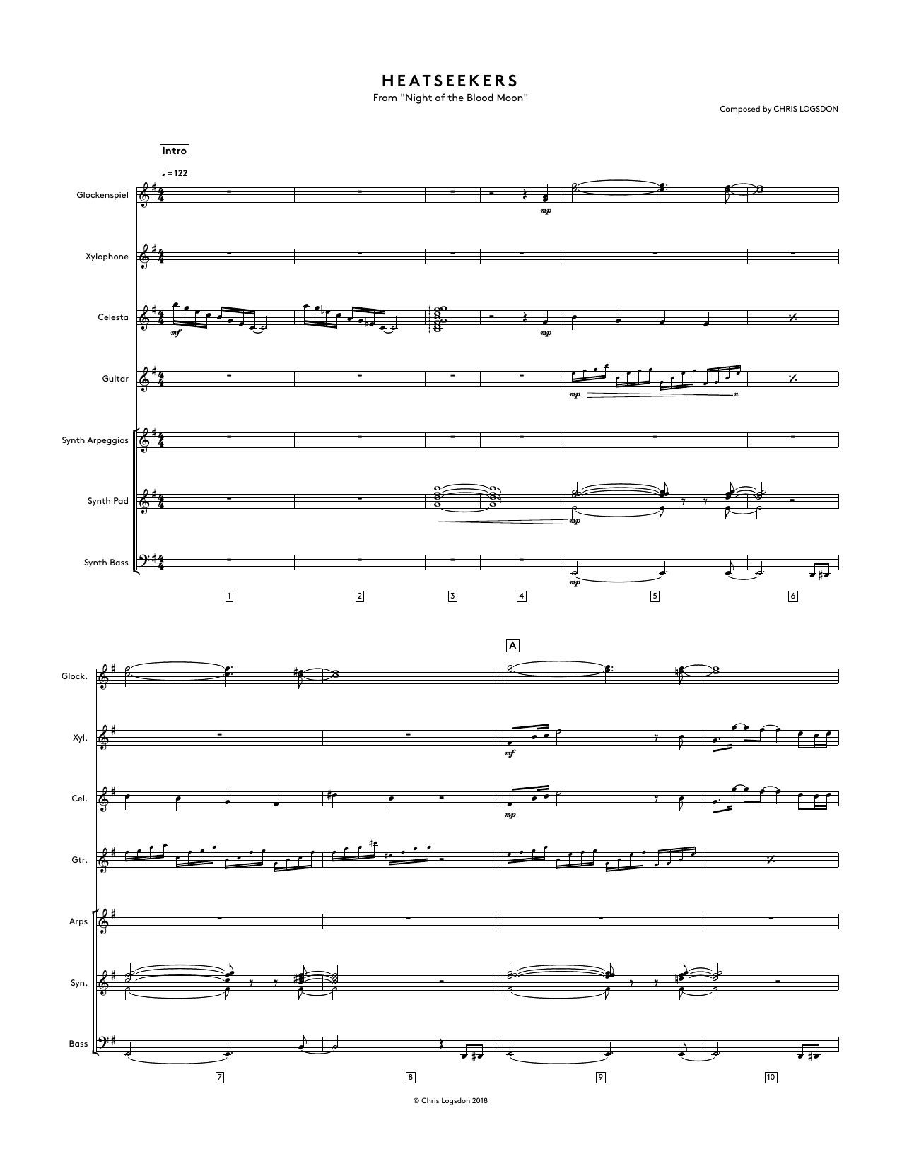 Chris Logsdon Heatseekers (from Night of the Blood Moon) - Full Score sheet music notes and chords arranged for Performance Ensemble