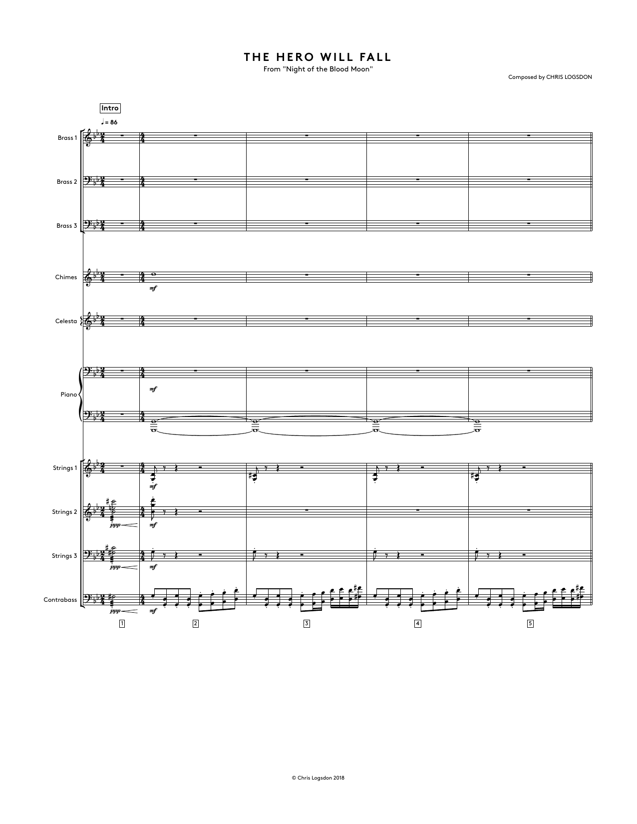 Chris Logsdon The Hero Will Fall (from Night of the Blood Moon) - Full Score sheet music notes and chords arranged for Performance Ensemble